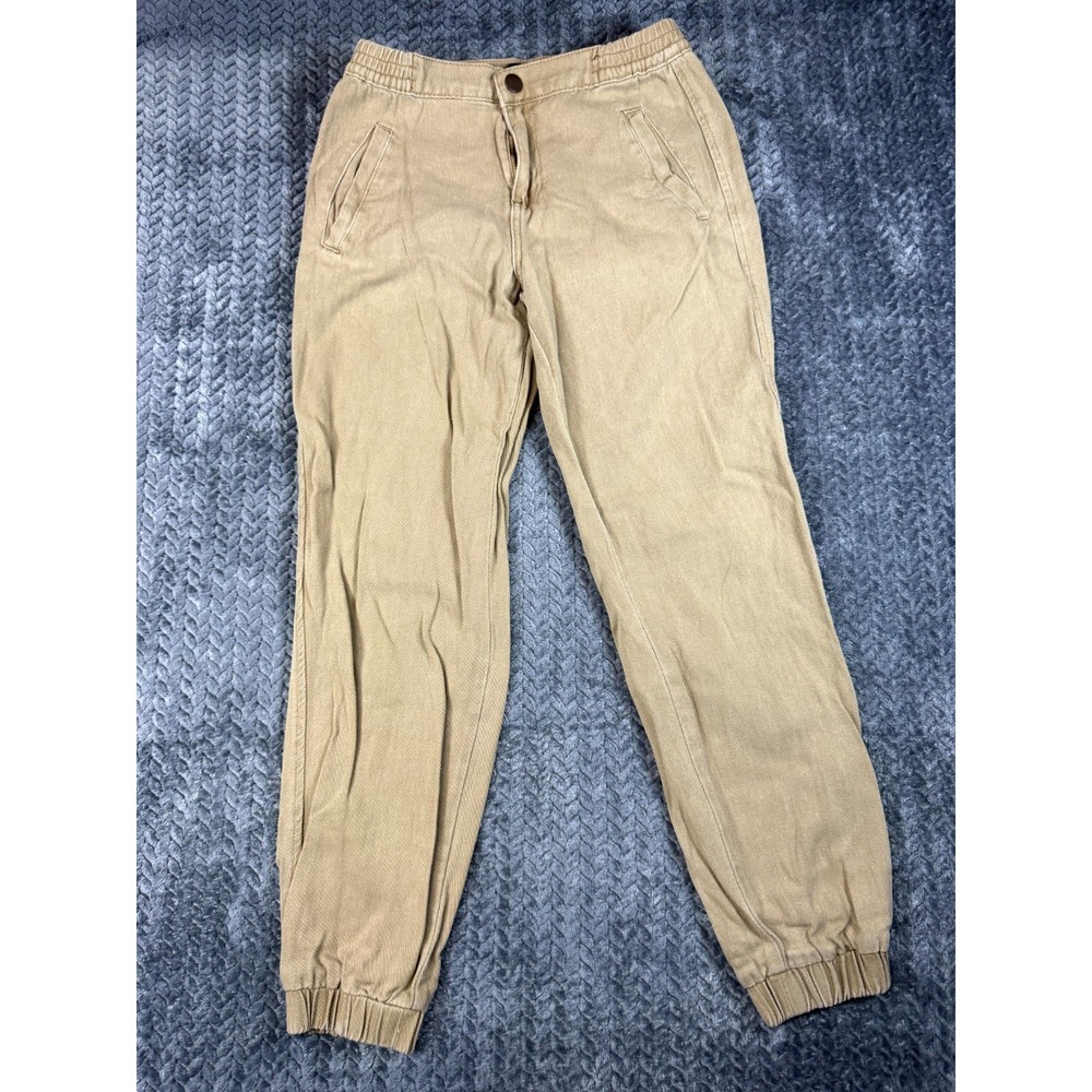 BBJ Jogger Loss Angles Pants Womens‎ Small Tan 100% Cotton Classic Flat Front